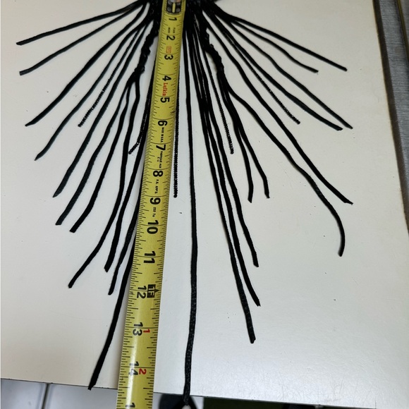 Millianna Italy Couture Black Leather Suede MultiFringe Jet Crystal Omega Choker - Picture 6 of 8